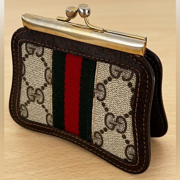 Rare Gucci GG Supreme Kiss Lock Coin Purse EUC Box Circa 1979-80 - Picture 3 of 16